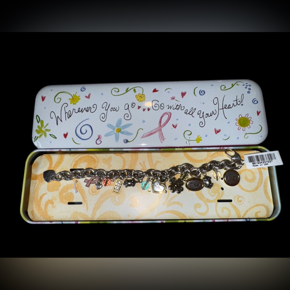 Brighton Power of Pink 2 2006 Breast Cancer Charm Bracelet NWT